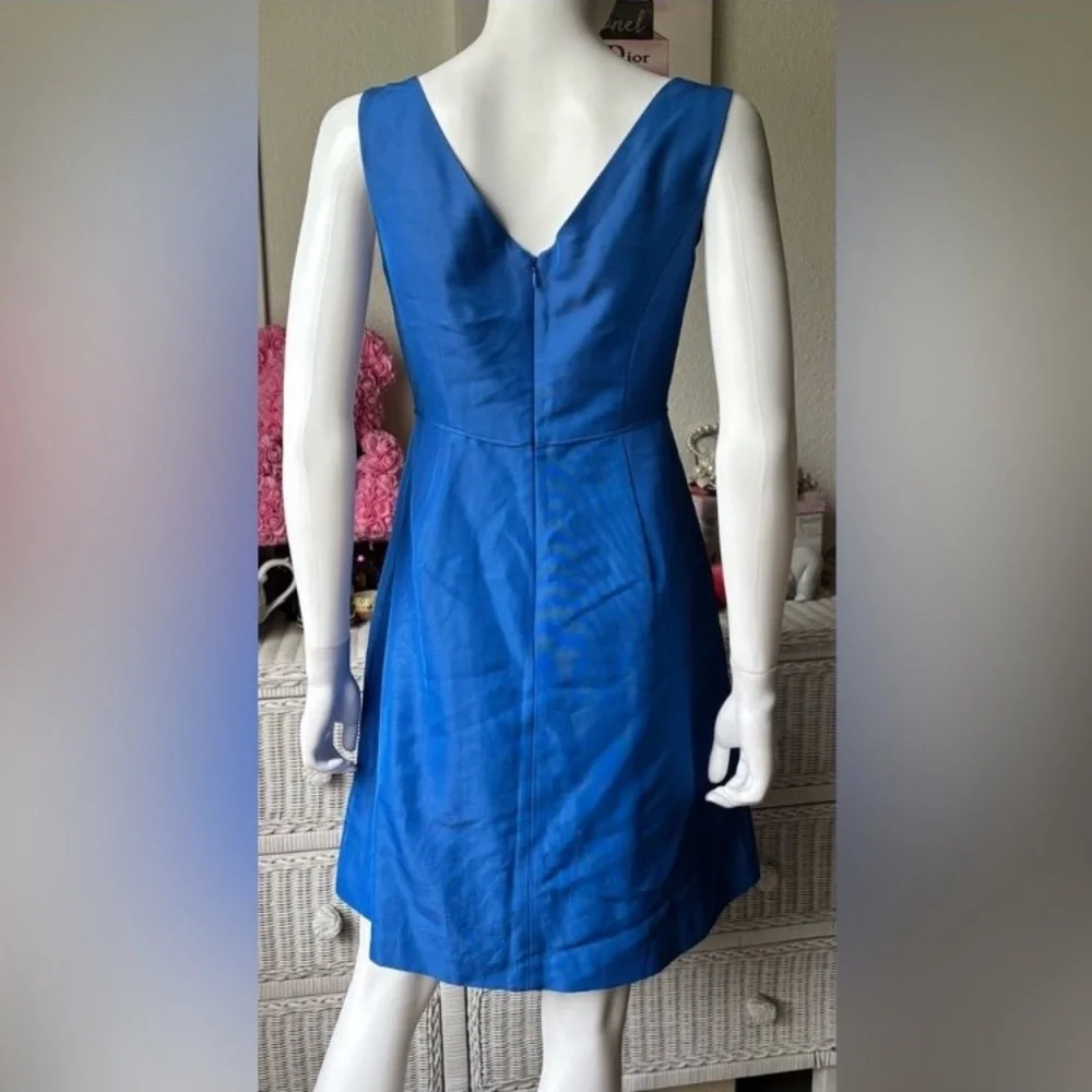 J. Crew Mini Dress Low Cut Cotton Style A1450 Textured & Structured Blue Size 2